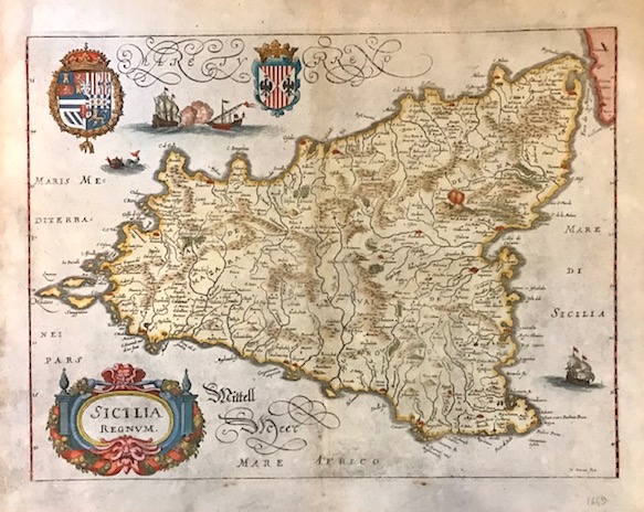 Merian Matthà¤us (1593-1650) Sicilia Regnum 1649 Francoforte
